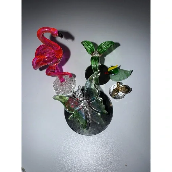 Hand Blown Art Glass Flamingo Duck Palm‎ Tree Butterfly Apple Vintage